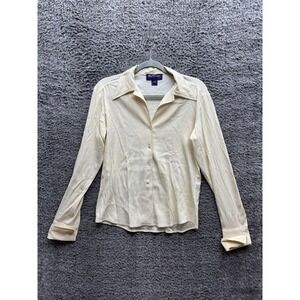 Ralph Lauren Collection Silk Button-Up Long Sleeve Blouse Beige Womens Size 4